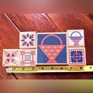 Colorful Wooden Quilt Block Set